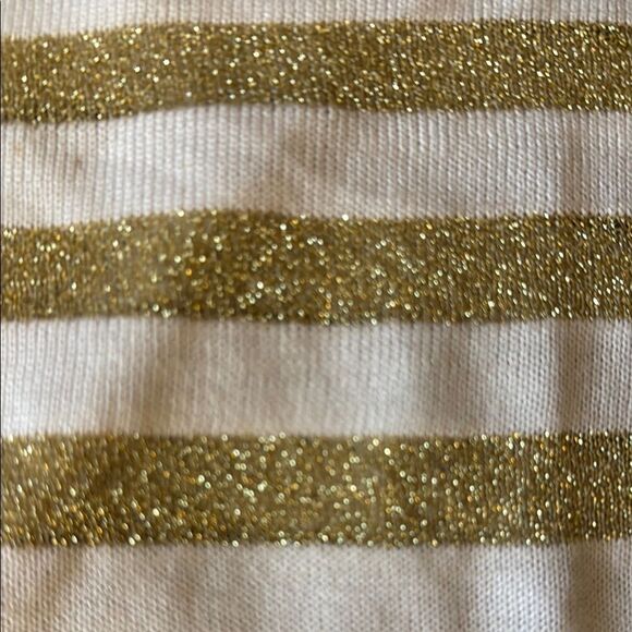 Cream and Gold Striped Knitted Tank Top with Scoop Neckline. - Picture 4 of 4